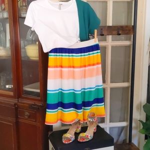 Merona Multi-Stripe Pleated Skirt